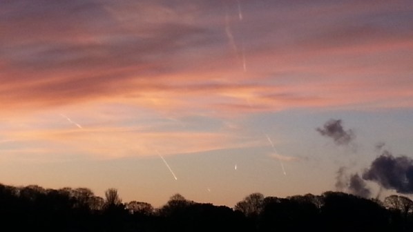 Contrails Just Before Sunrise over Waterford