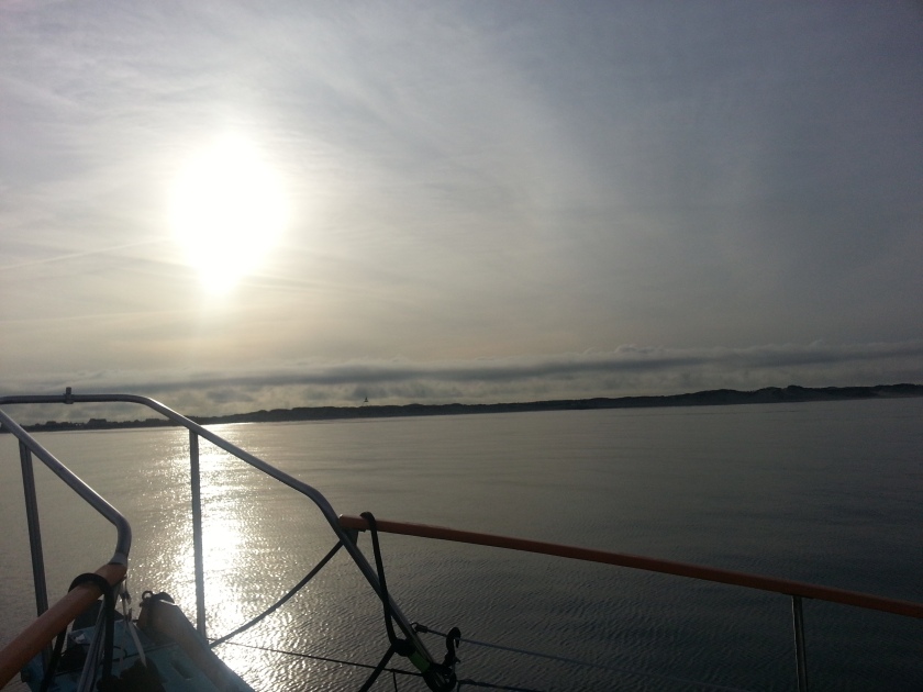 Thursday morning, anchored just west of the Skagen Peninsula. Clouds are cirrusstratus 