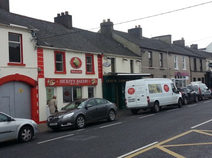 The Bread baker on the left,the butcher on the right, John Molly's, is hidden behind the truck.