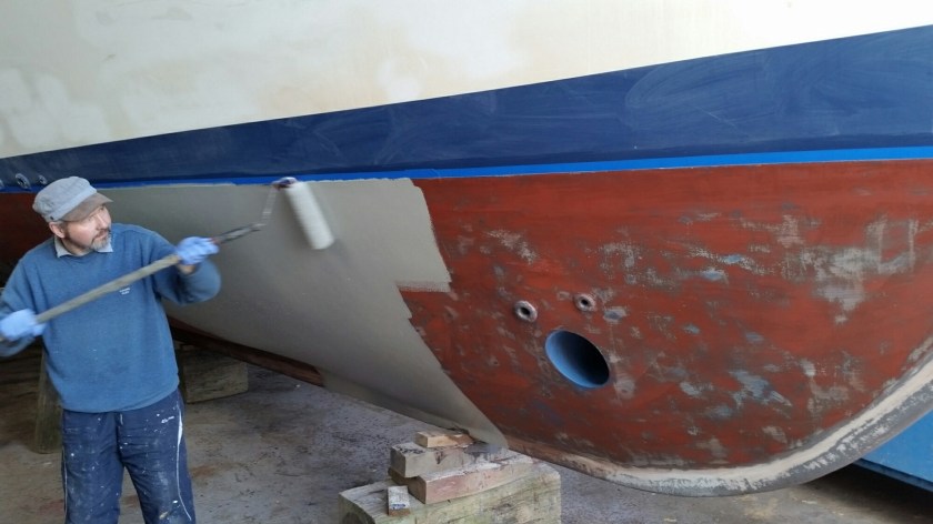 Gary applying the first layer of epoxy